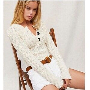 Free People All My Friends Henley Knit Sweater Sz S